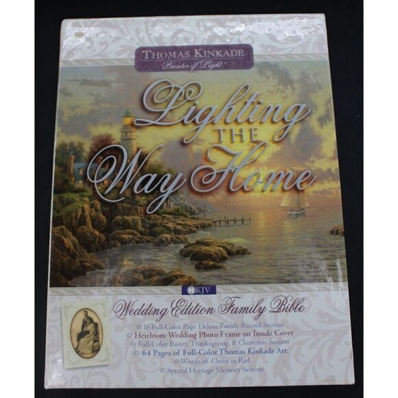 Lighting The Way Home Thomas Kinkade Family Bible Wedding Edition NKJV White - Picture 1 of 15